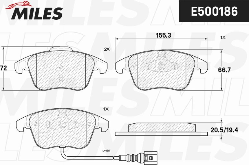 Miles E500186 - Kit de plaquettes de frein, frein à disque cwaw.fr