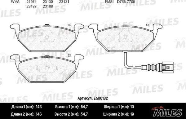 Miles E500132 - Kit de plaquettes de frein, frein à disque cwaw.fr