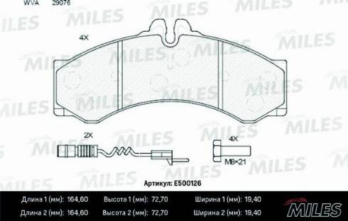 Miles E500126 - Kit de plaquettes de frein, frein à disque cwaw.fr