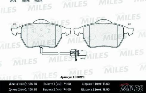 Miles E500120 - Kit de plaquettes de frein, frein à disque cwaw.fr