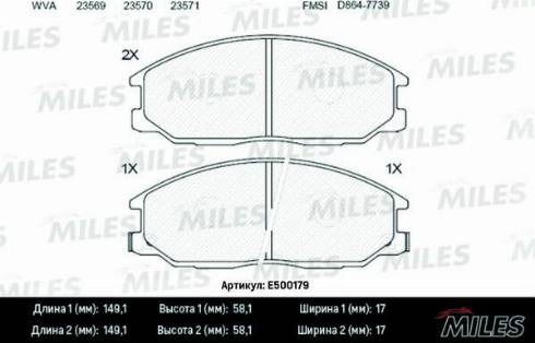 Miles E500179 - Kit de plaquettes de frein, frein à disque cwaw.fr