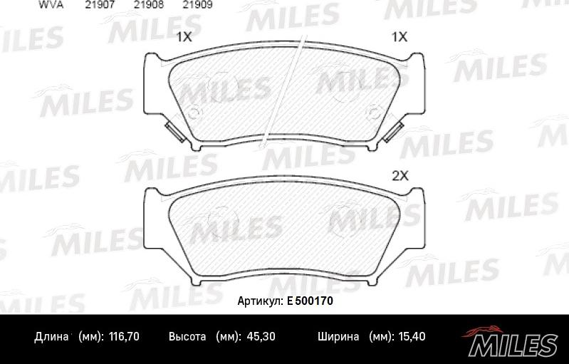 Miles E500170 - Kit de plaquettes de frein, frein à disque cwaw.fr