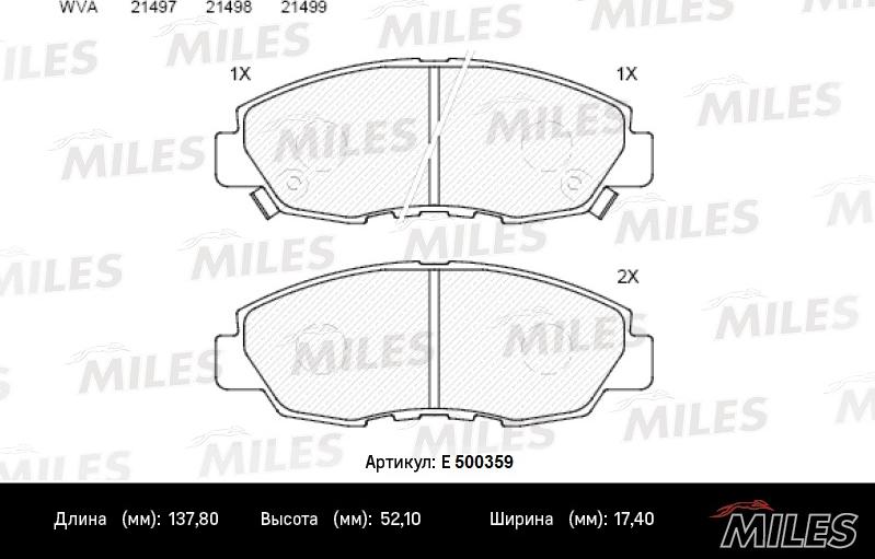 Miles E500359 - Kit de plaquettes de frein, frein à disque cwaw.fr