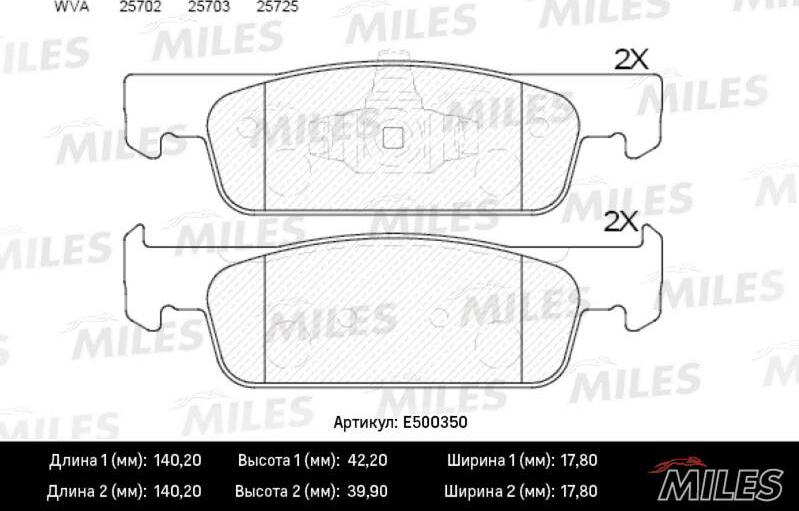 Miles E500350 - Kit de plaquettes de frein, frein à disque cwaw.fr