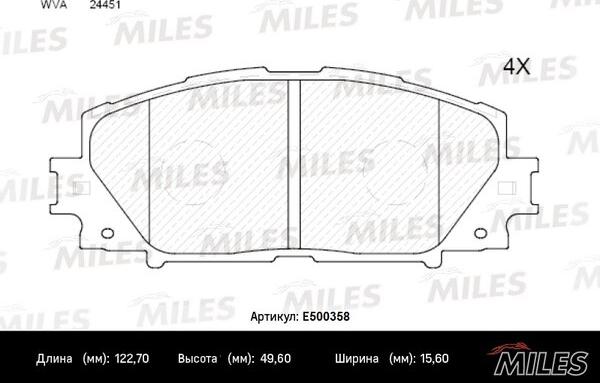 Miles E500358 - Kit de plaquettes de frein, frein à disque cwaw.fr