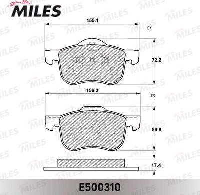 Miles E500310 - Kit de plaquettes de frein, frein à disque cwaw.fr