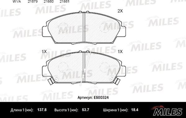 Miles E500324 - Kit de plaquettes de frein, frein à disque cwaw.fr