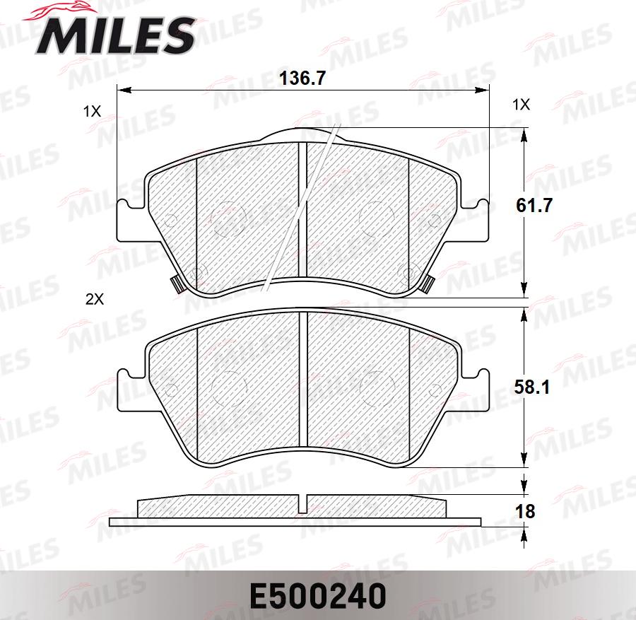 Miles E500240 - Kit de plaquettes de frein, frein à disque cwaw.fr