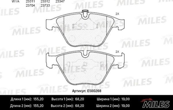 Miles E500268 - Kit de plaquettes de frein, frein à disque cwaw.fr