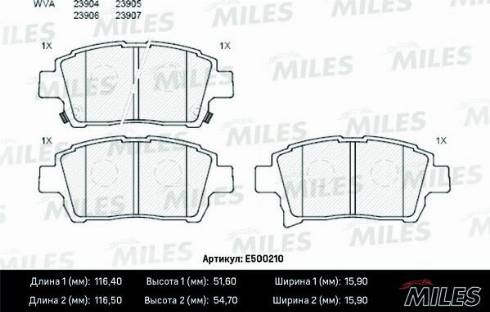 Miles E500210 - Kit de plaquettes de frein, frein à disque cwaw.fr