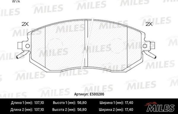 Miles E500286 - Kit de plaquettes de frein, frein à disque cwaw.fr