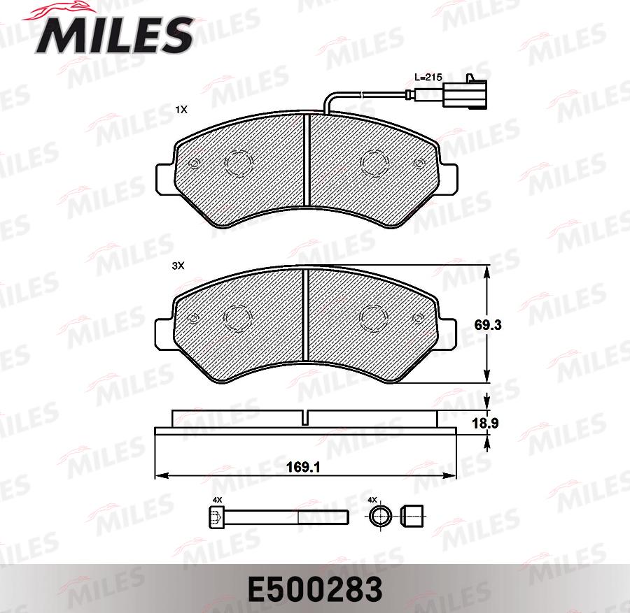 Miles E500283 - Kit de plaquettes de frein, frein à disque cwaw.fr