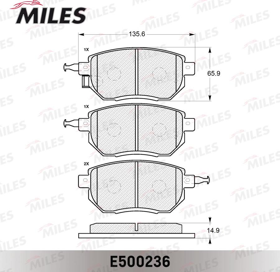 Miles E500236 - Kit de plaquettes de frein, frein à disque cwaw.fr