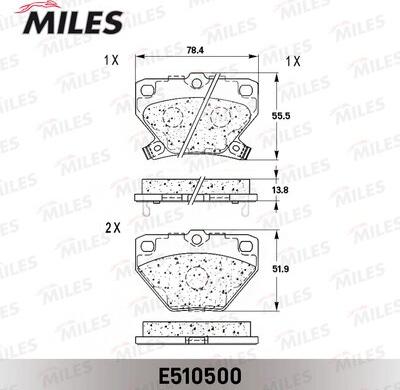 Miles E510500 - Kit de plaquettes de frein, frein à disque cwaw.fr