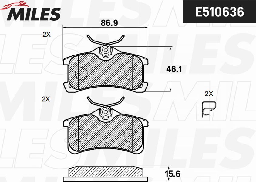 Miles E510636 - Kit de plaquettes de frein, frein à disque cwaw.fr