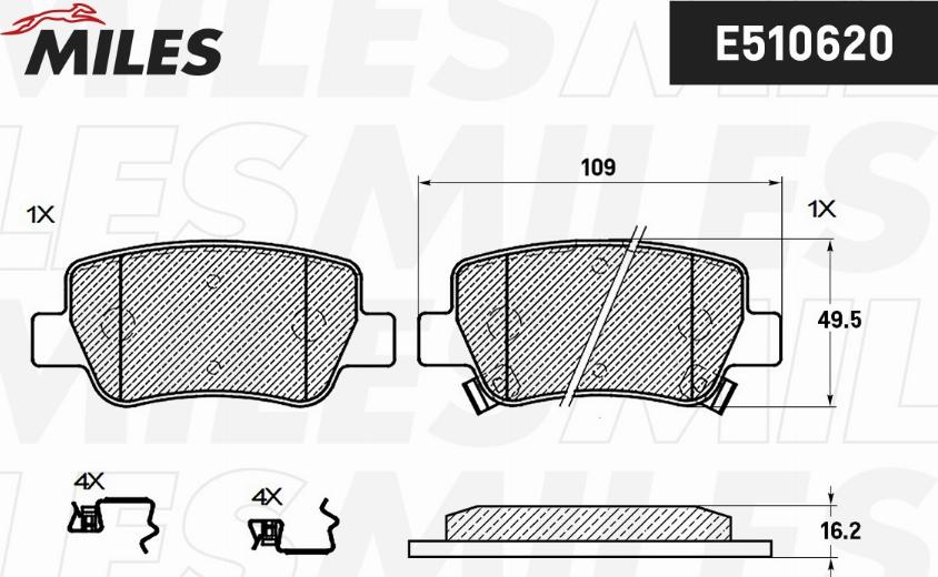 Miles E510620 - Kit de plaquettes de frein, frein à disque cwaw.fr