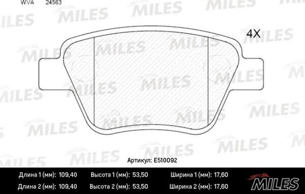 Miles E510092 - Kit de plaquettes de frein, frein à disque cwaw.fr