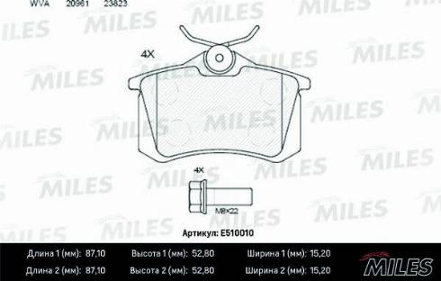 Miles E510010 - Kit de plaquettes de frein, frein à disque cwaw.fr