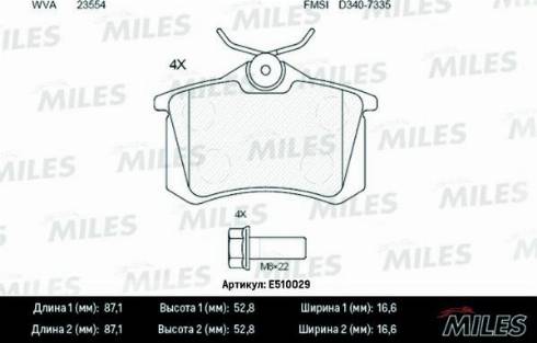 Miles E510029 - Kit de plaquettes de frein, frein à disque cwaw.fr