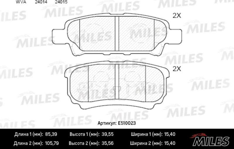 Miles E510023 - Kit de plaquettes de frein, frein à disque cwaw.fr