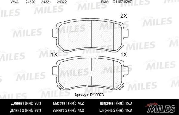 Miles E510073 - Kit de plaquettes de frein, frein à disque cwaw.fr