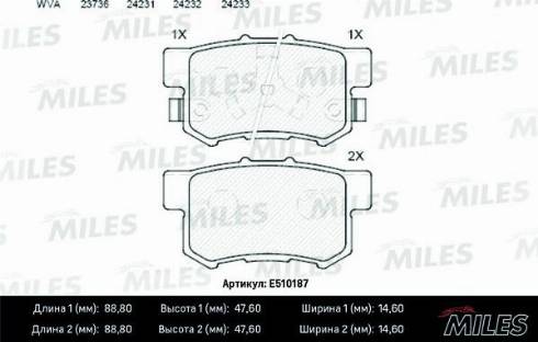 Miles E510187 - Kit de plaquettes de frein, frein à disque cwaw.fr