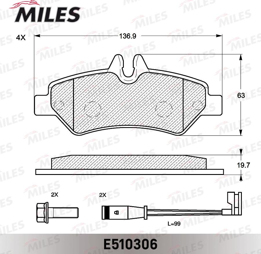 Miles E510306 - Kit de plaquettes de frein, frein à disque cwaw.fr