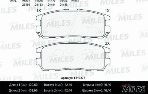 Miles E510375 - Kit de plaquettes de frein, frein à disque cwaw.fr