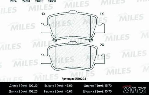 Miles E510293 - Kit de plaquettes de frein, frein à disque cwaw.fr