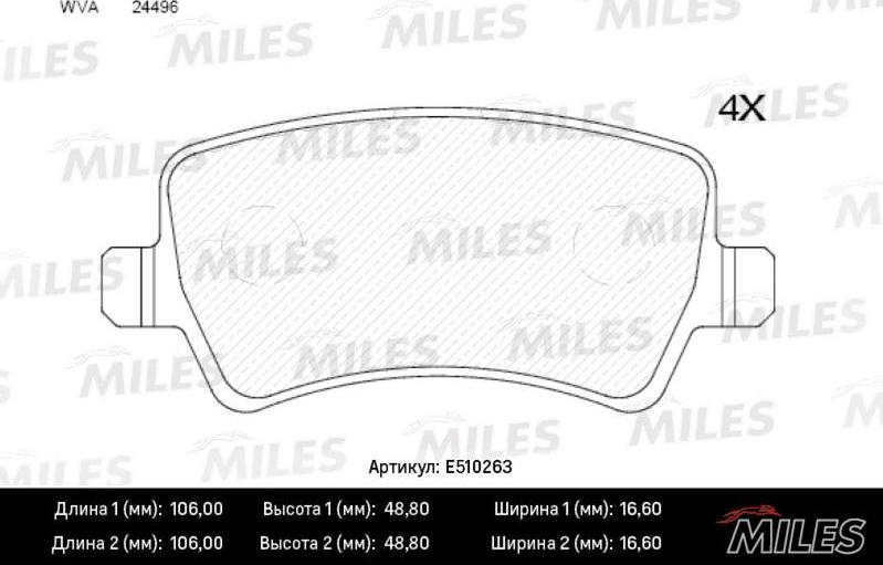 Miles E510263 - Kit de plaquettes de frein, frein à disque cwaw.fr