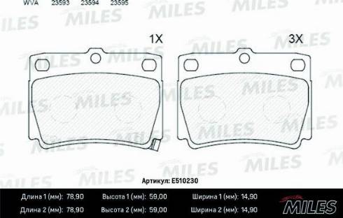 Miles E510230 - Kit de plaquettes de frein, frein à disque cwaw.fr