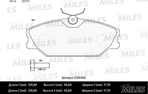 Miles E100492 - Kit de plaquettes de frein, frein à disque cwaw.fr