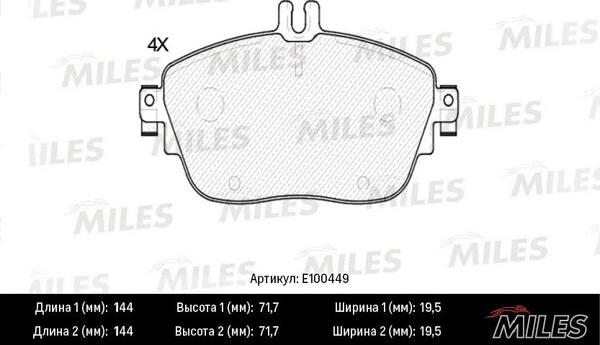 Miles E100449 - Kit de plaquettes de frein, frein à disque cwaw.fr