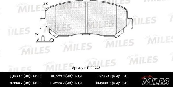 Miles E100447 - Kit de plaquettes de frein, frein à disque cwaw.fr