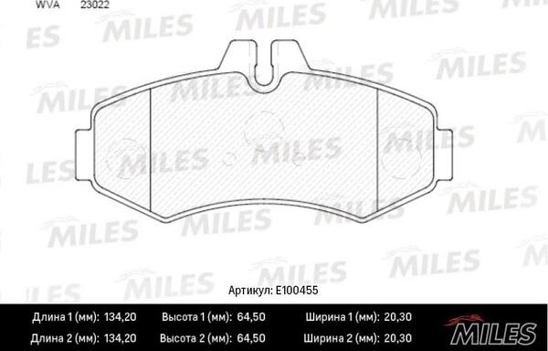 Miles E100455 - Kit de plaquettes de frein, frein à disque cwaw.fr