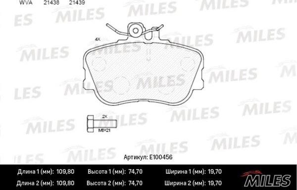 Miles E100456 - Kit de plaquettes de frein, frein à disque cwaw.fr