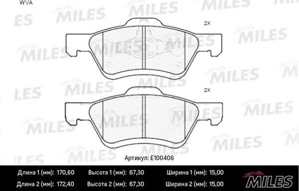 Miles E100406 - Kit de plaquettes de frein, frein à disque cwaw.fr