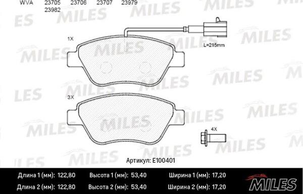 Miles E100401 - Kit de plaquettes de frein, frein à disque cwaw.fr