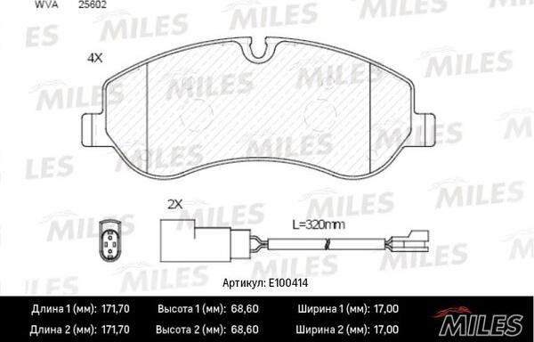 Miles E100414 - Kit de plaquettes de frein, frein à disque cwaw.fr