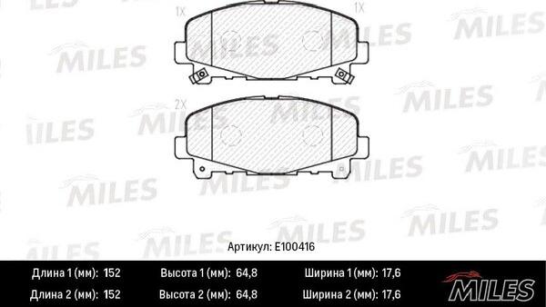 Miles E100416 - Kit de plaquettes de frein, frein à disque cwaw.fr