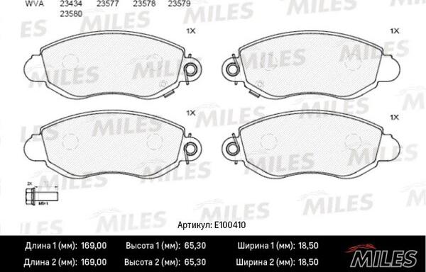 Miles E100410 - Kit de plaquettes de frein, frein à disque cwaw.fr