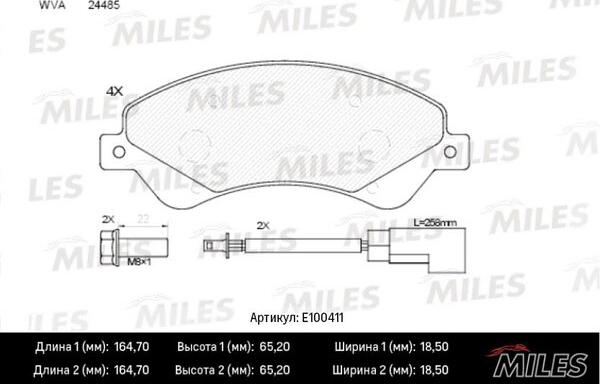 Miles E100411 - Kit de plaquettes de frein, frein à disque cwaw.fr