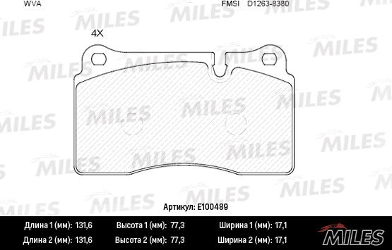 Miles E100489 - Kit de plaquettes de frein, frein à disque cwaw.fr