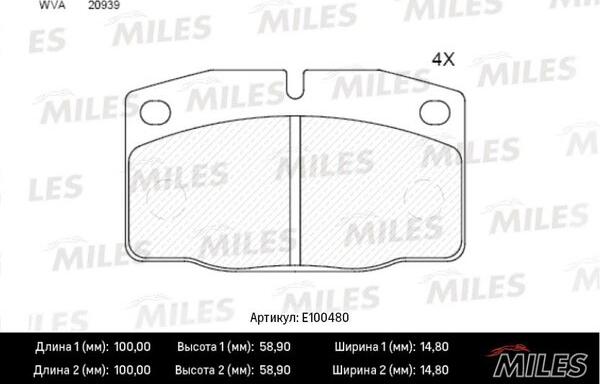 Miles E100480 - Kit de plaquettes de frein, frein à disque cwaw.fr