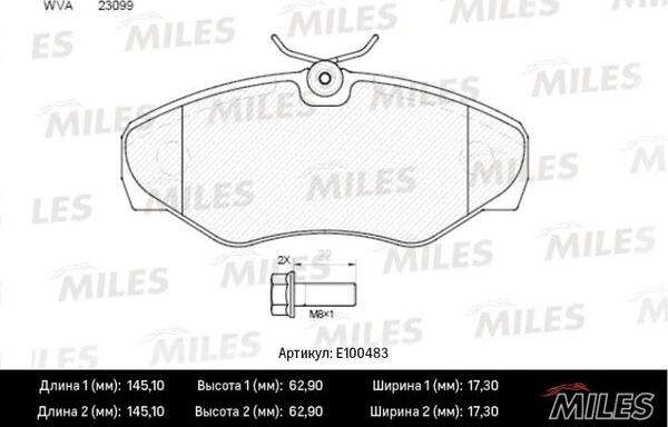 Miles E100483 - Kit de plaquettes de frein, frein à disque cwaw.fr