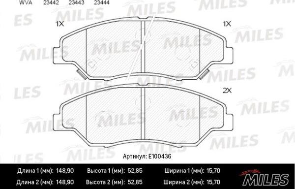 Miles E100436 - Kit de plaquettes de frein, frein à disque cwaw.fr