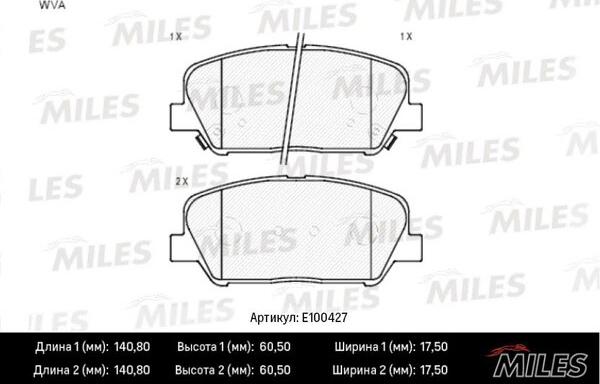 Miles E100427 - Kit de plaquettes de frein, frein à disque cwaw.fr