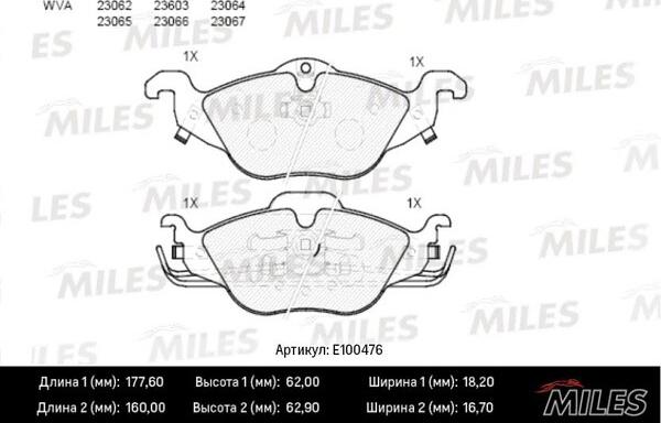 Miles E100476 - Kit de plaquettes de frein, frein à disque cwaw.fr