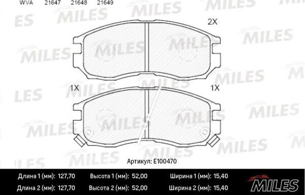 Miles E100470 - Kit de plaquettes de frein, frein à disque cwaw.fr