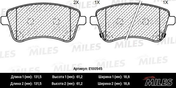 Miles E100545 - Kit de plaquettes de frein, frein à disque cwaw.fr